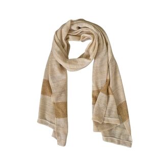 NWT Vintage Anne Kleine Gold & Cream Knit Scarf Shawl Wrap